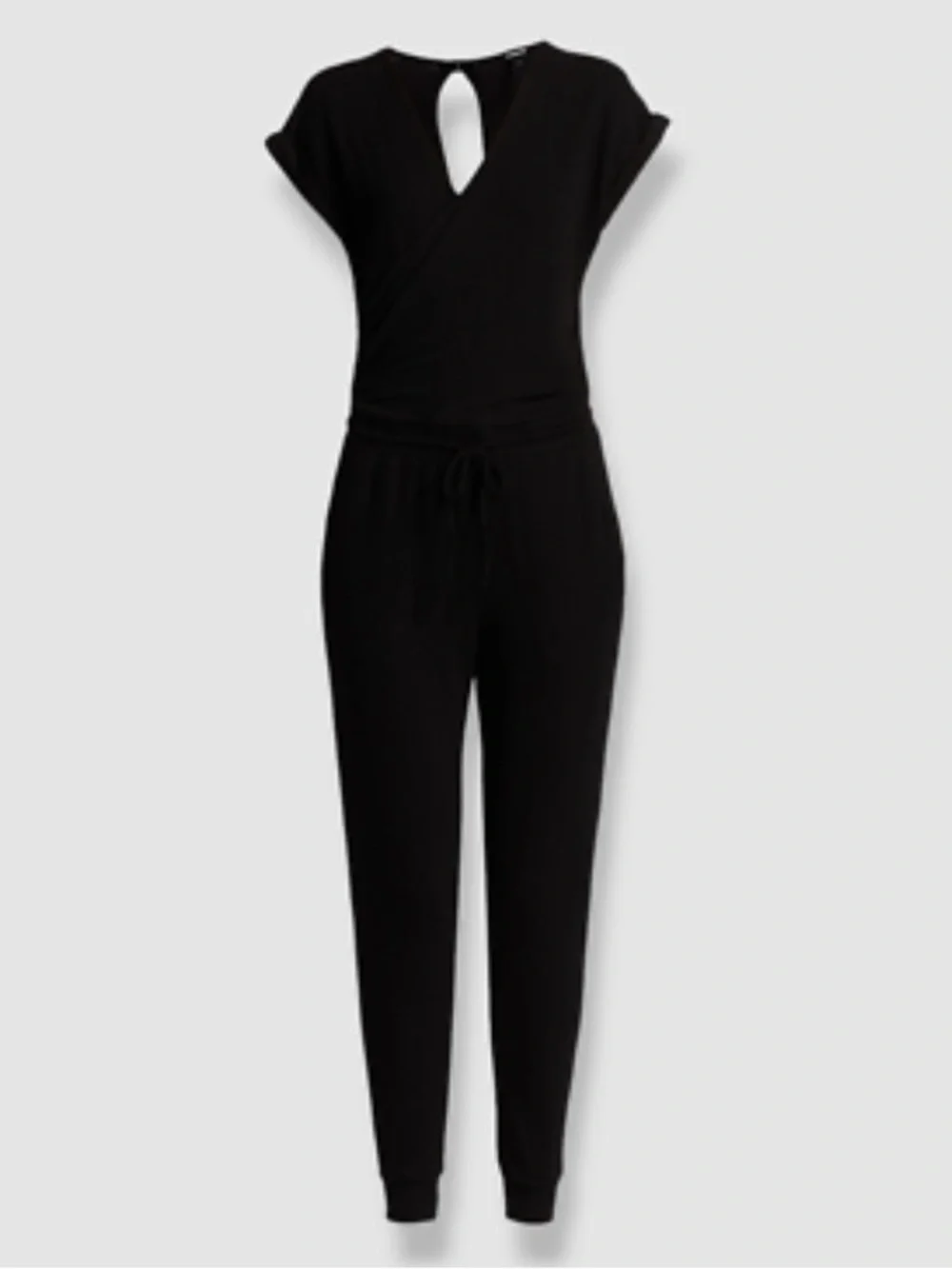 Monrow Black Crossover V-Neck Drawstring Jumpsuit - Picture 13 of 13